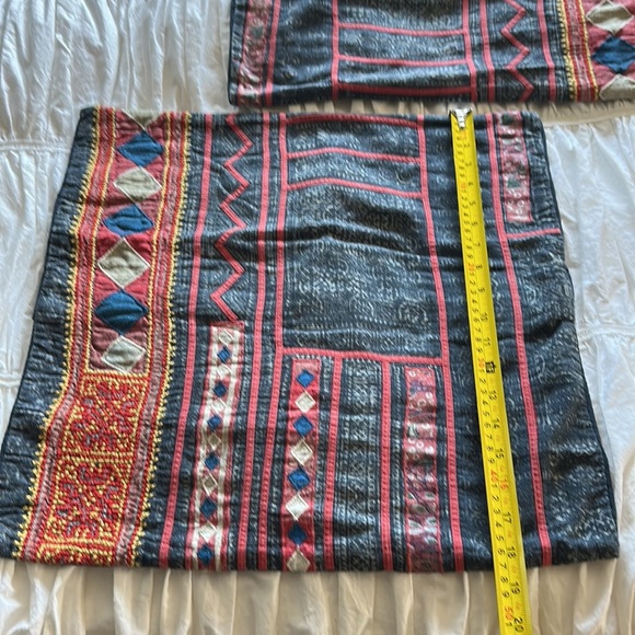 2 pottery barn pillows w button back closures. 19” x 19”. Boho hippie vibes. EUC - Picture 4 of 14